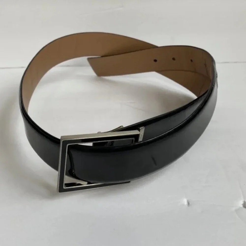 Calvin Klein Men's Black Genuine Leather, Buckle Dress Belt Size S